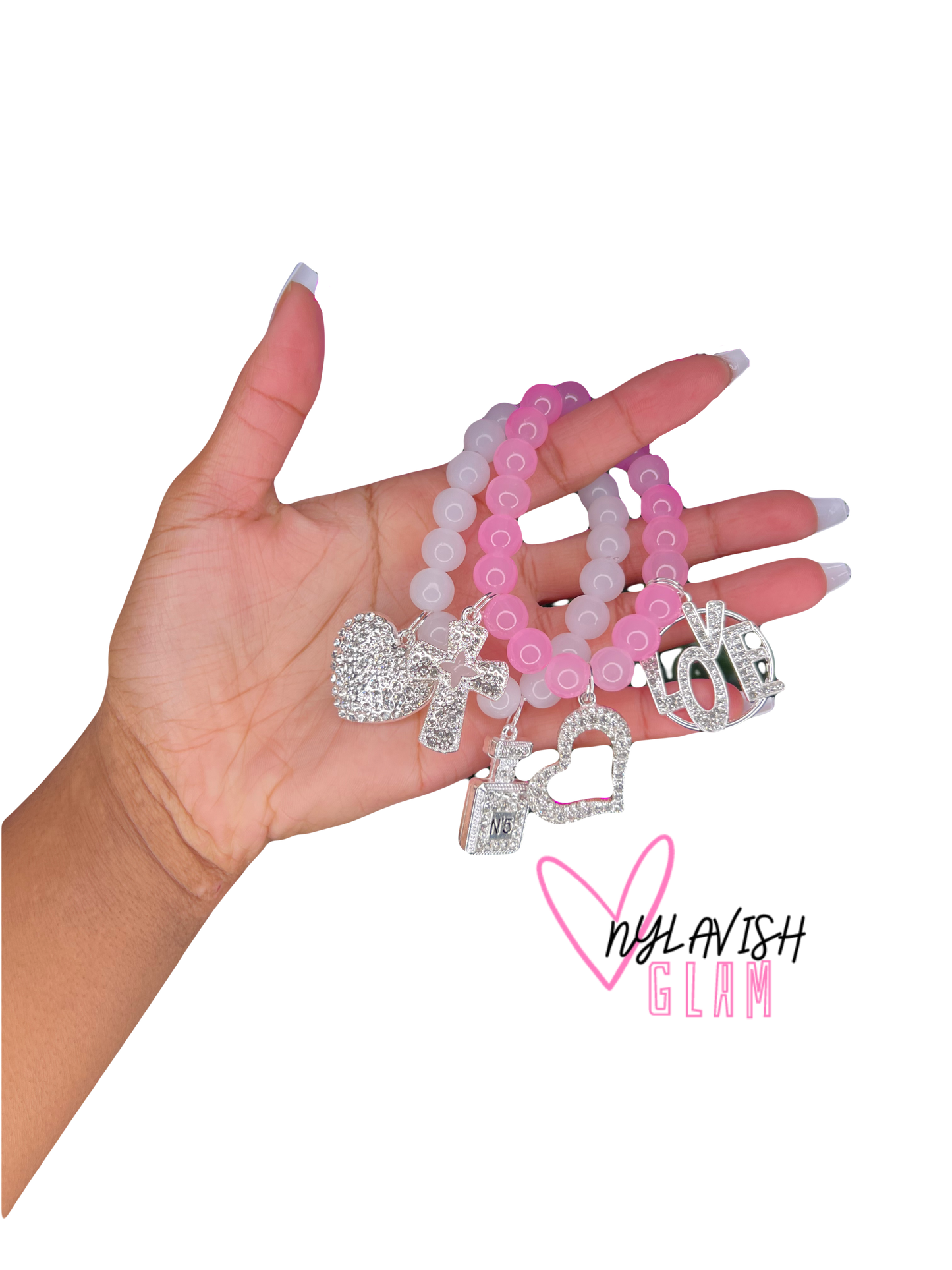 Soft Pink Bling Beaded Bracelet Set